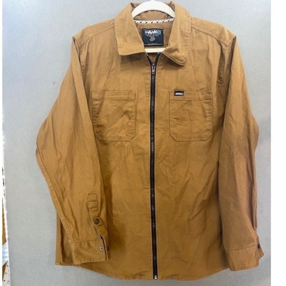 Tony Hawk Mens XL Long Sleeve Work Jacket Brown lightweight Full Zip‎ EUC